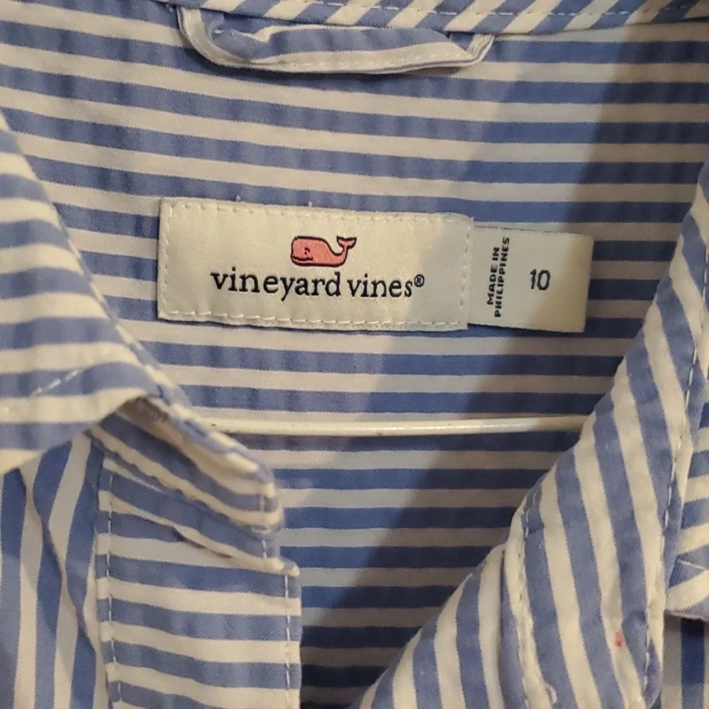 Vineyard Vines Dress With Blue & White Pinstripes, Size 10 - Picture 2 of 6